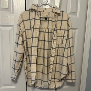 Universal Thread Cream Plaid Button-Down Shirt
